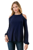 MICHELLE COLD SHOULDER TOP (NAVY)-VT2609