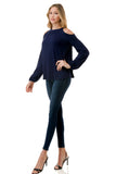 MICHELLE COLD SHOULDER TOP (NAVY)-VT2609