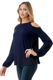 MICHELLE COLD SHOULDER TOP (NAVY)-VT2609