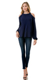 MICHELLE COLD SHOULDER TOP (NAVY)-VT2609