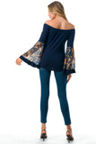 LENA BELL SLEEVE TOP (NAVY / NAVY PAISLEY)- VT2650