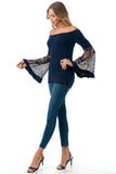 LENA BELL SLEEVE TOP (NAVY / NAVY PAISLEY)- VT2650