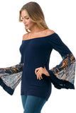 LENA BELL SLEEVE TOP (NAVY / NAVY PAISLEY)- VT2650