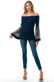 LENA BELL SLEEVE TOP (NAVY / NAVY PAISLEY)- VT2650
