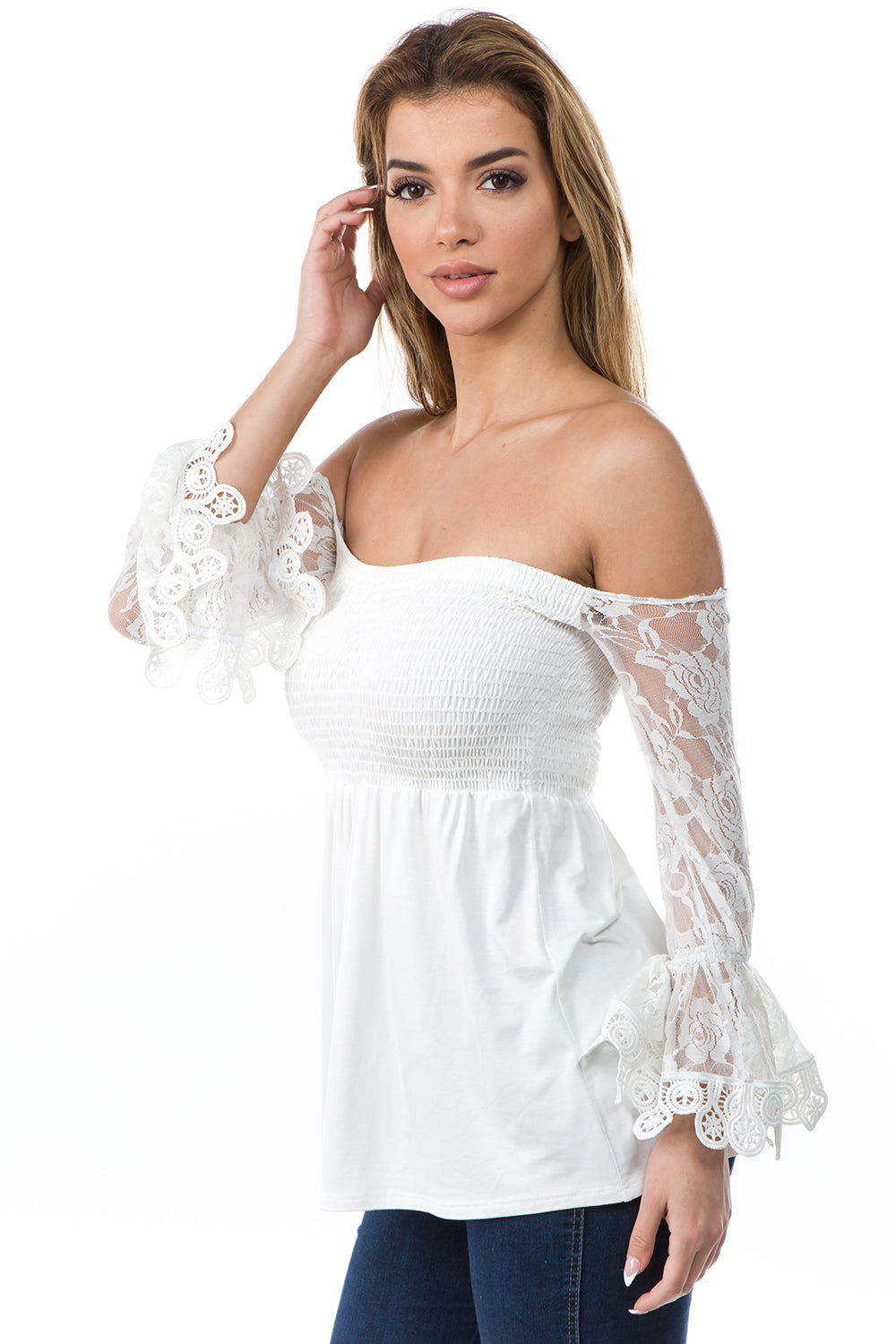 SYLVIA SMOKING TOP (IVORY)- VT2688