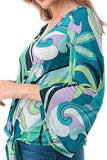 ALIA FRONT TIE TOP (GREEN PUCCI)- VT2789