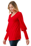 ANN SMOKING BALLOON SLEEVE TOP (RED)-VT2862