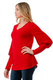 ANN SMOKING BALLOON SLEEVE TOP (RED)-VT2862