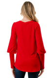 ANN SMOKING BALLOON SLEEVE TOP (RED)-VT2862