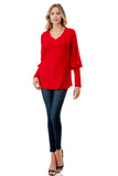 ANN SMOKING BALLOON SLEEVE TOP (RED)-VT2862