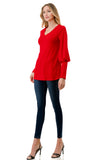 ANN SMOKING BALLOON SLEEVE TOP (RED)-VT2862