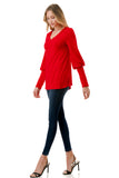 ANN SMOKING BALLOON SLEEVE TOP (RED)-VT2862