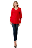 ANN SMOKING BALLOON SLEEVE TOP (RED)-VT2862