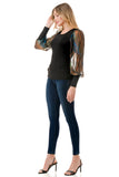 ANNIKA PUFF SLEEVE TOP (BLACK / FALL ZEBRA)- VT3019