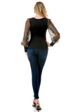 ANNIKA PUFF SLEEVE TOP (BLACK / FALL ZEBRA)- VT3019