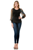 ANNIKA PUFF SLEEVE TOP (BLACK / FALL ZEBRA)- VT3019