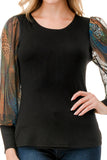 ANNIKA PUFF SLEEVE TOP (BLACK / FALL ZEBRA)- VT3019