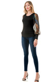 ANNIKA PUFF SLEEVE TOP (BLACK / FALL ZEBRA)- VT3019