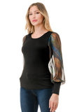 ANNIKA PUFF SLEEVE TOP (BLACK / FALL ZEBRA)- VT3019