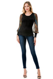 ANNIKA PUFF SLEEVE TOP (BLACK / FALL ZEBRA)- VT3019