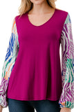 NORAH BUBBLE SLEEVE TOP (MAGENTA / MULTI ZEBRA)- VT3023S