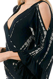 KELSEY RUFFLE SLEEVE TOP (BLACK BAMBOO)-VT3150