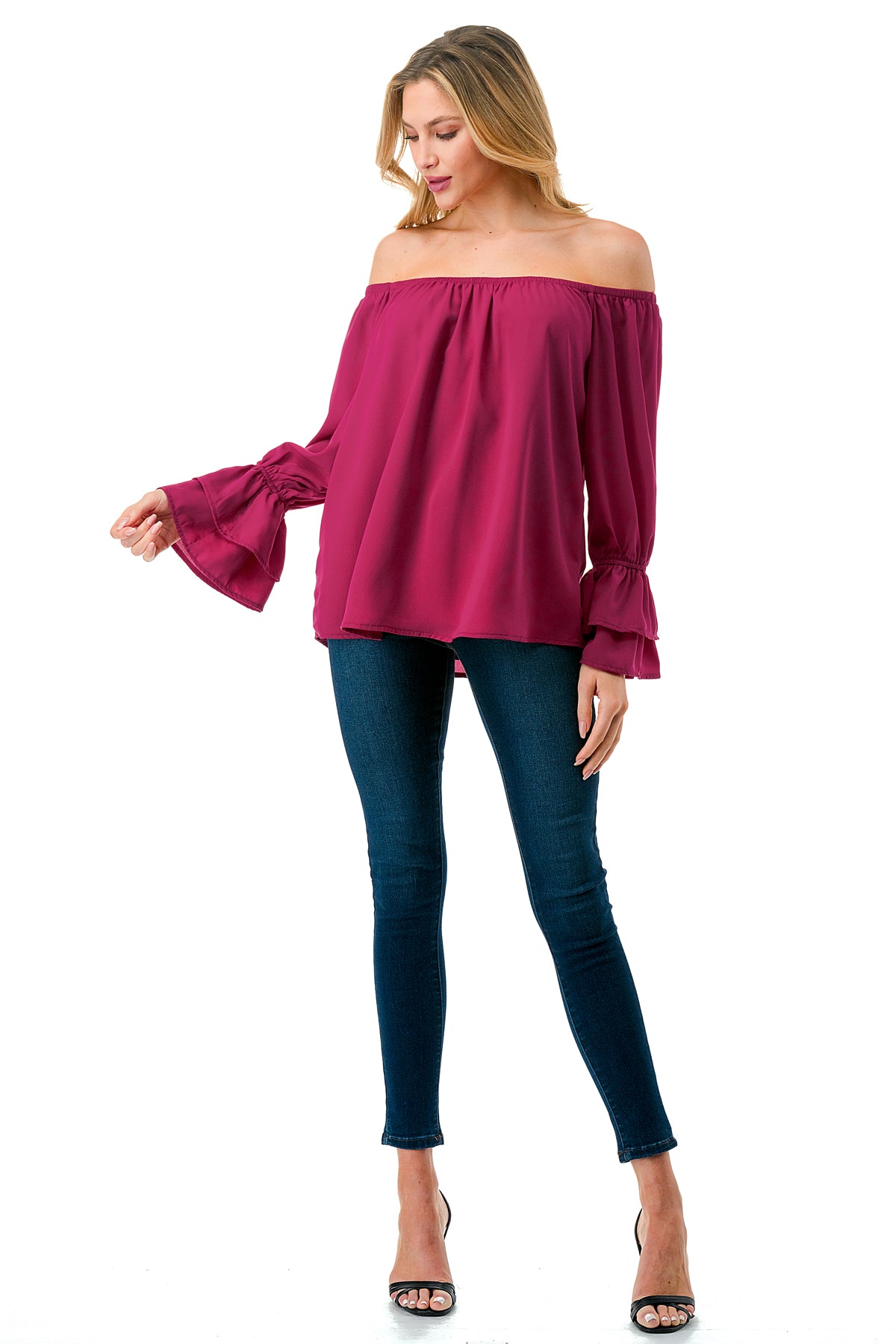 FRANCES OFF SHOULDER TOP (MAGENTA)- VT3160