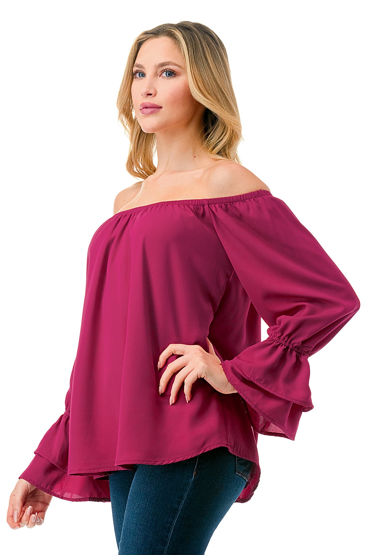 FRANCES OFF SHOULDER TOP (MAGENTA)- VT3160