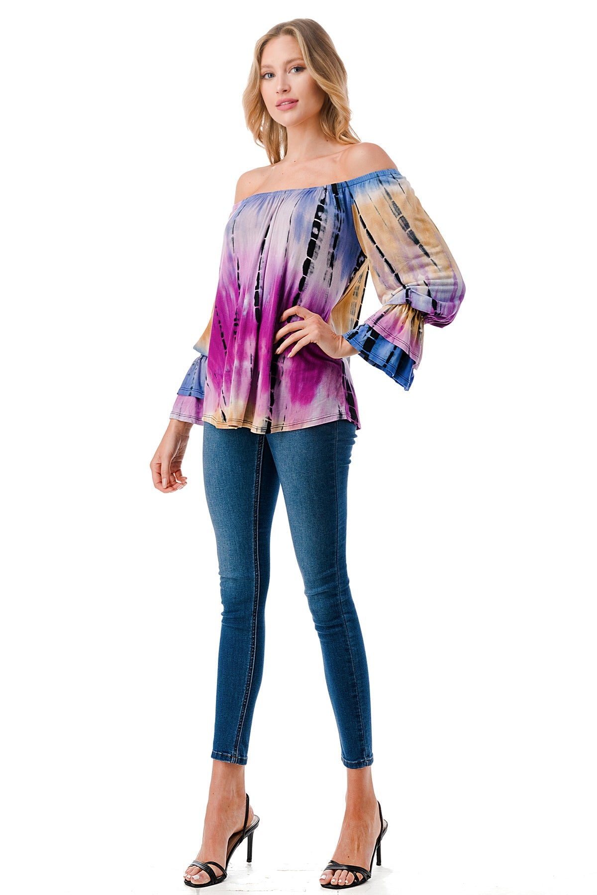 FRANCES OFF SHOULDER TOP (MULTI TIE DYE)- VT3160