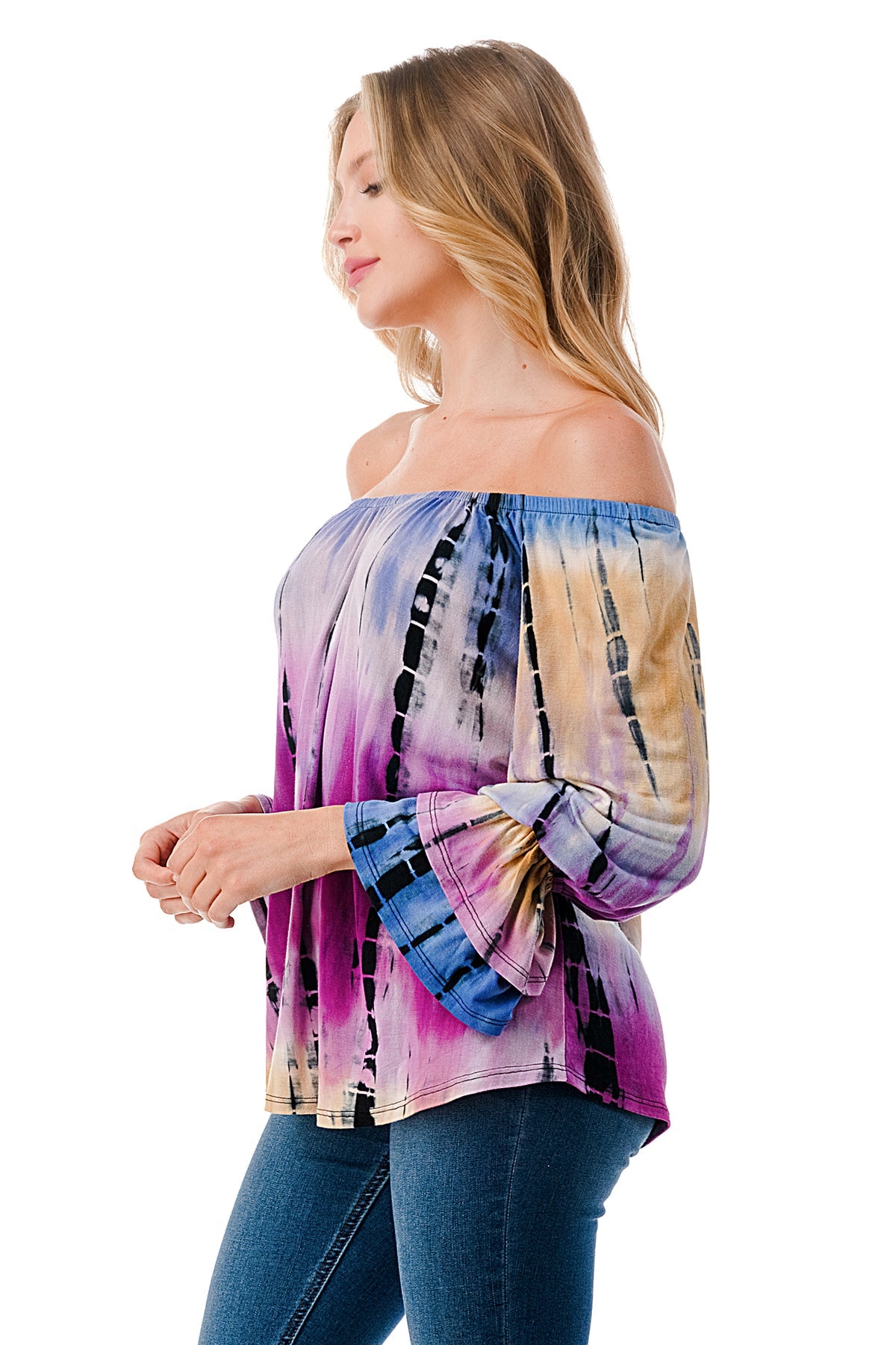 FRANCES OFF SHOULDER TOP (MULTI TIE DYE)- VT3160