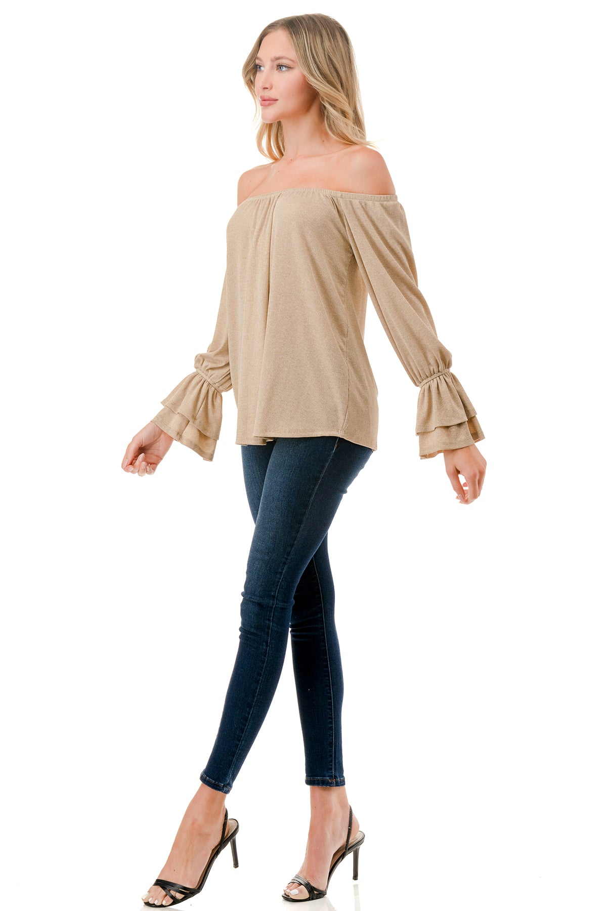 FRANCES OFF SHOULDER TOP (GOLD KNIT)- VT3160