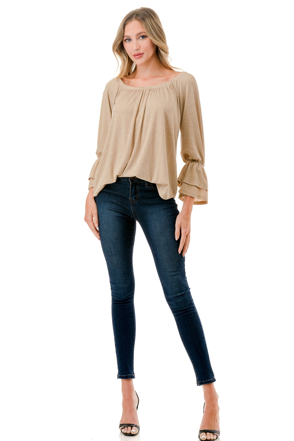 FRANCES OFF SHOULDER TOP (GOLD KNIT)- VT3160