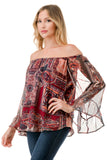 JANE OFF SHOULDER RUFFLE SLEEVE TOP (FALL IN LOVE )- VT3172