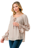 ALILE FRONT TIE TOP (TAUPE)- VT3193
