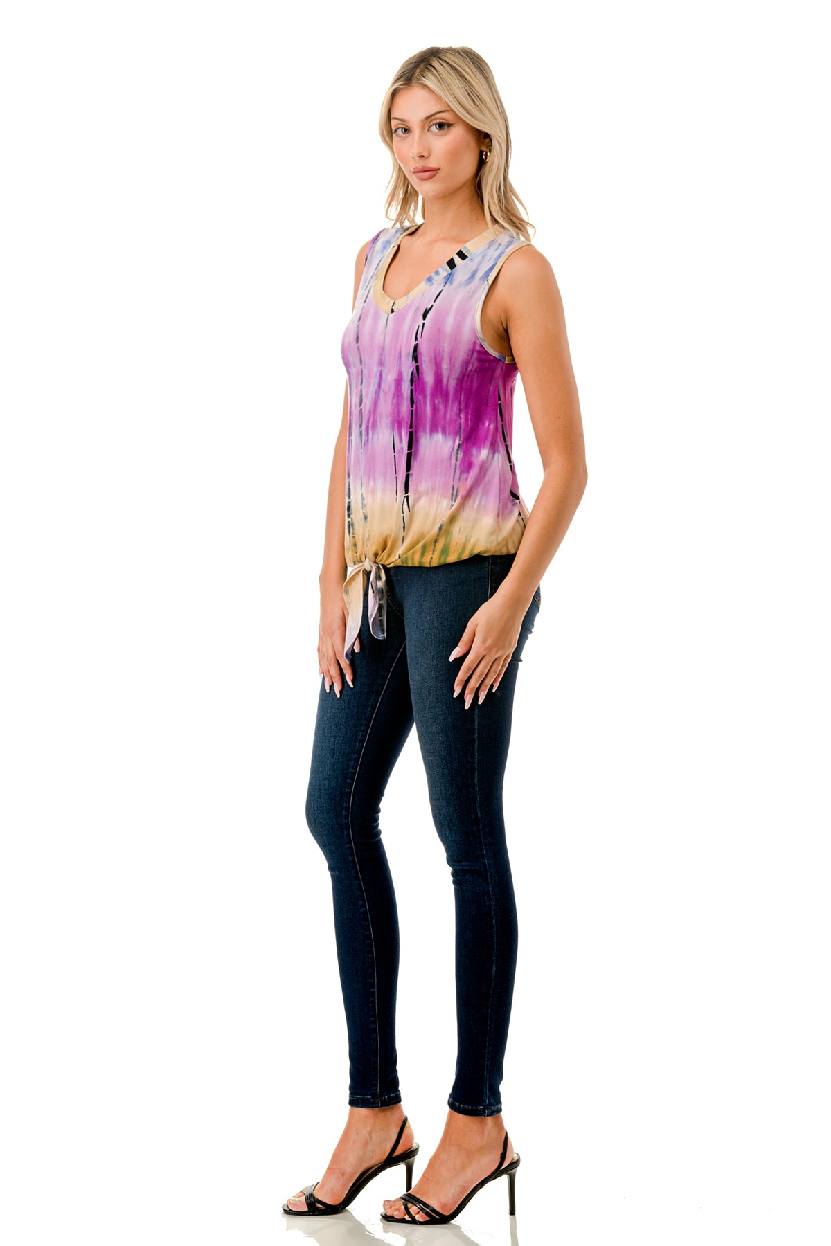 HARPER FRONT TIE TOP (MULTI BAMBOO)-VT3233