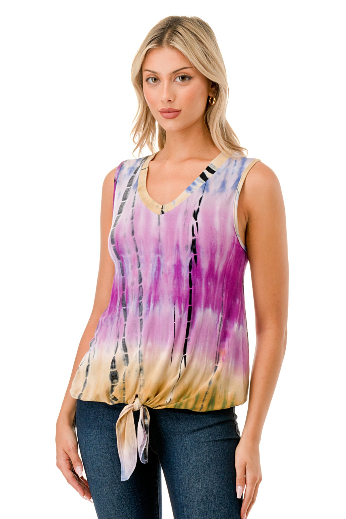 HARPER FRONT TIE TOP (MULTI BAMBOO)-VT3233