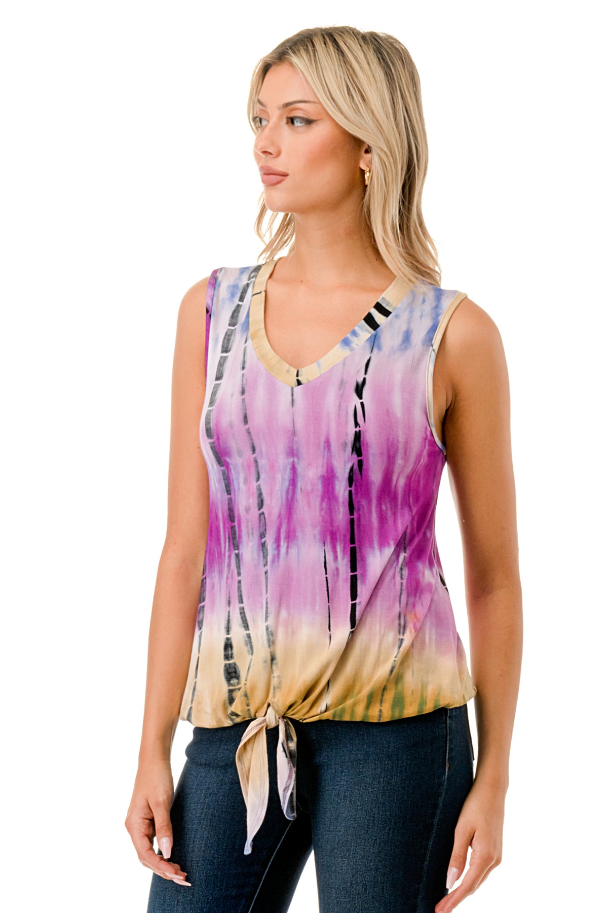 HARPER FRONT TIE TOP (MULTI BAMBOO)-VT3233