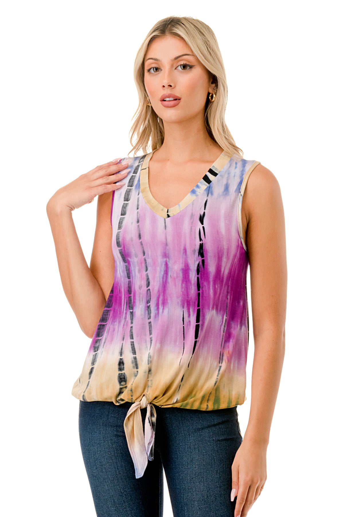 HARPER FRONT TIE TOP (MULTI BAMBOO)-VT3233
