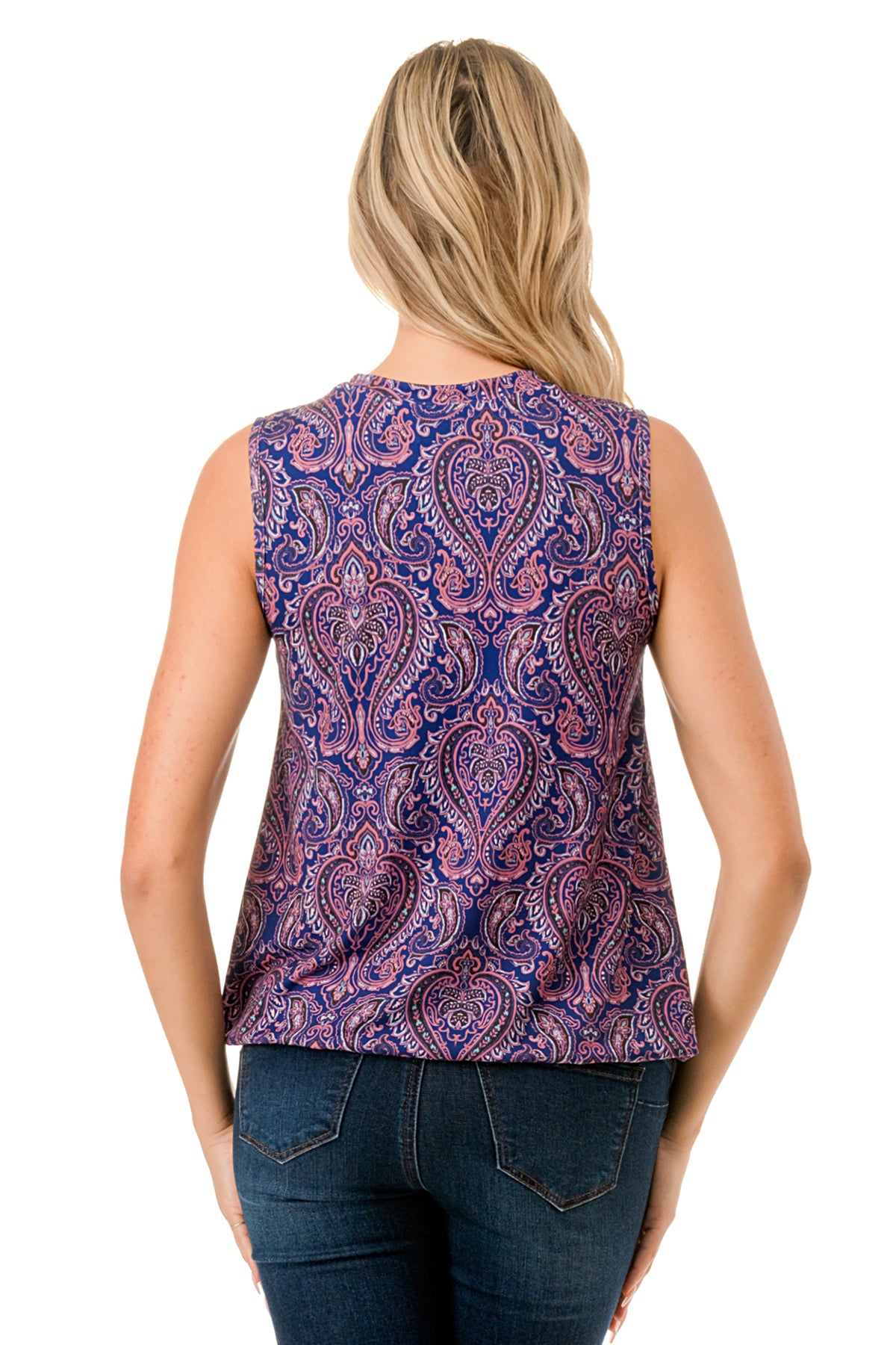 HARPER FRONT TIE TOP (PURPLE PAISLEY)-VT3233