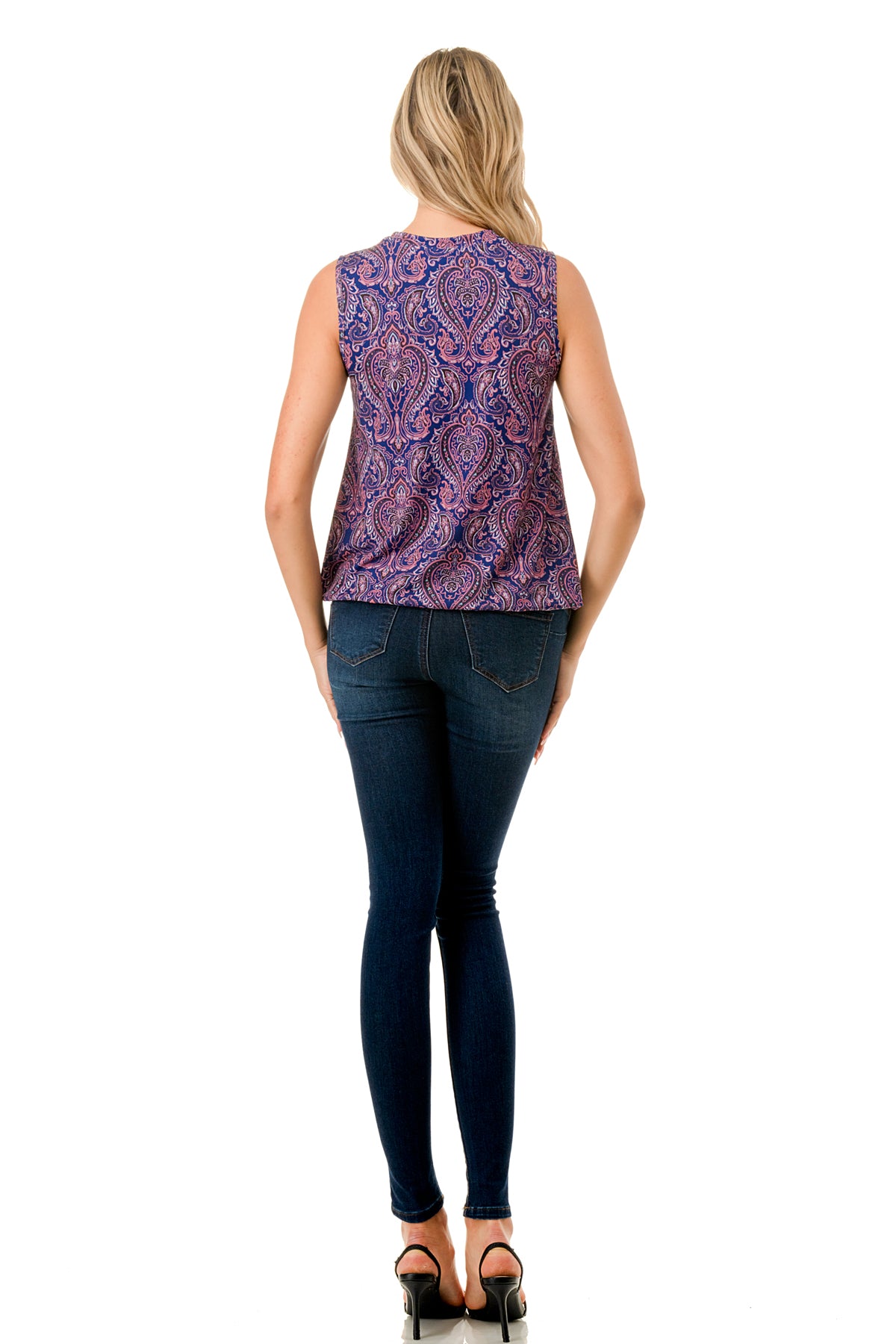 HARPER FRONT TIE TOP (PURPLE PAISLEY)-VT3233
