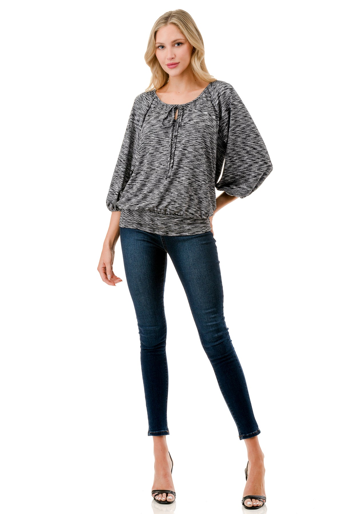 JOY ROUND NECK TOP (TWO TONE GREY)- VT3276