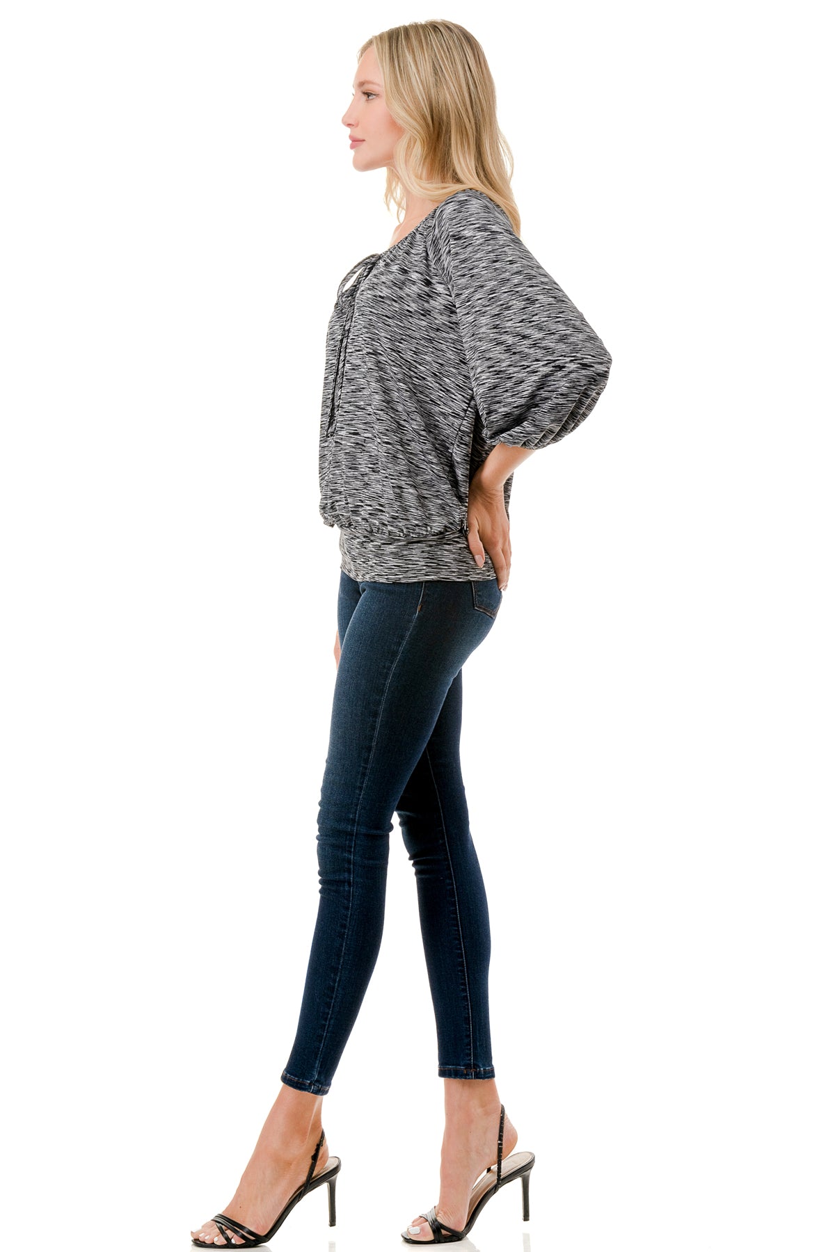 JOY ROUND NECK TOP (TWO TONE GREY)- VT3276