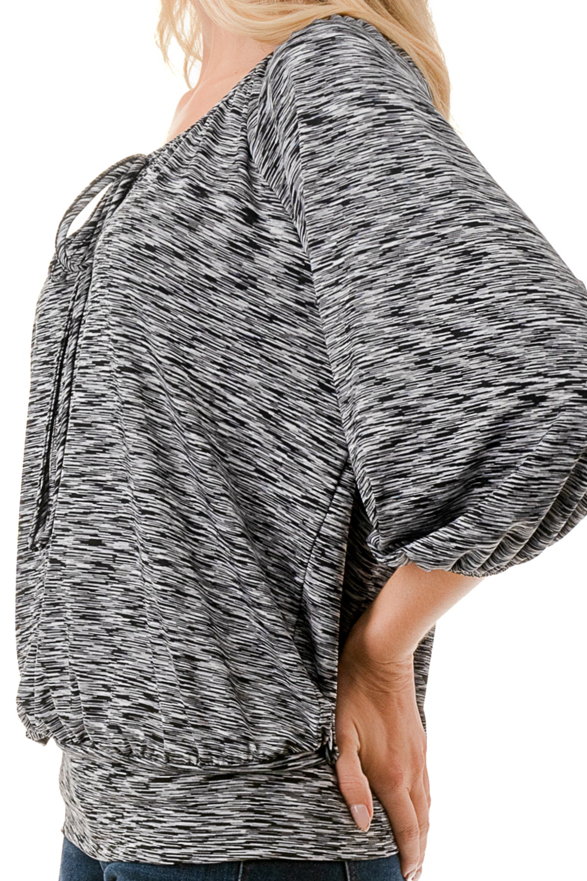 JOY ROUND NECK TOP (TWO TONE GREY)- VT3276