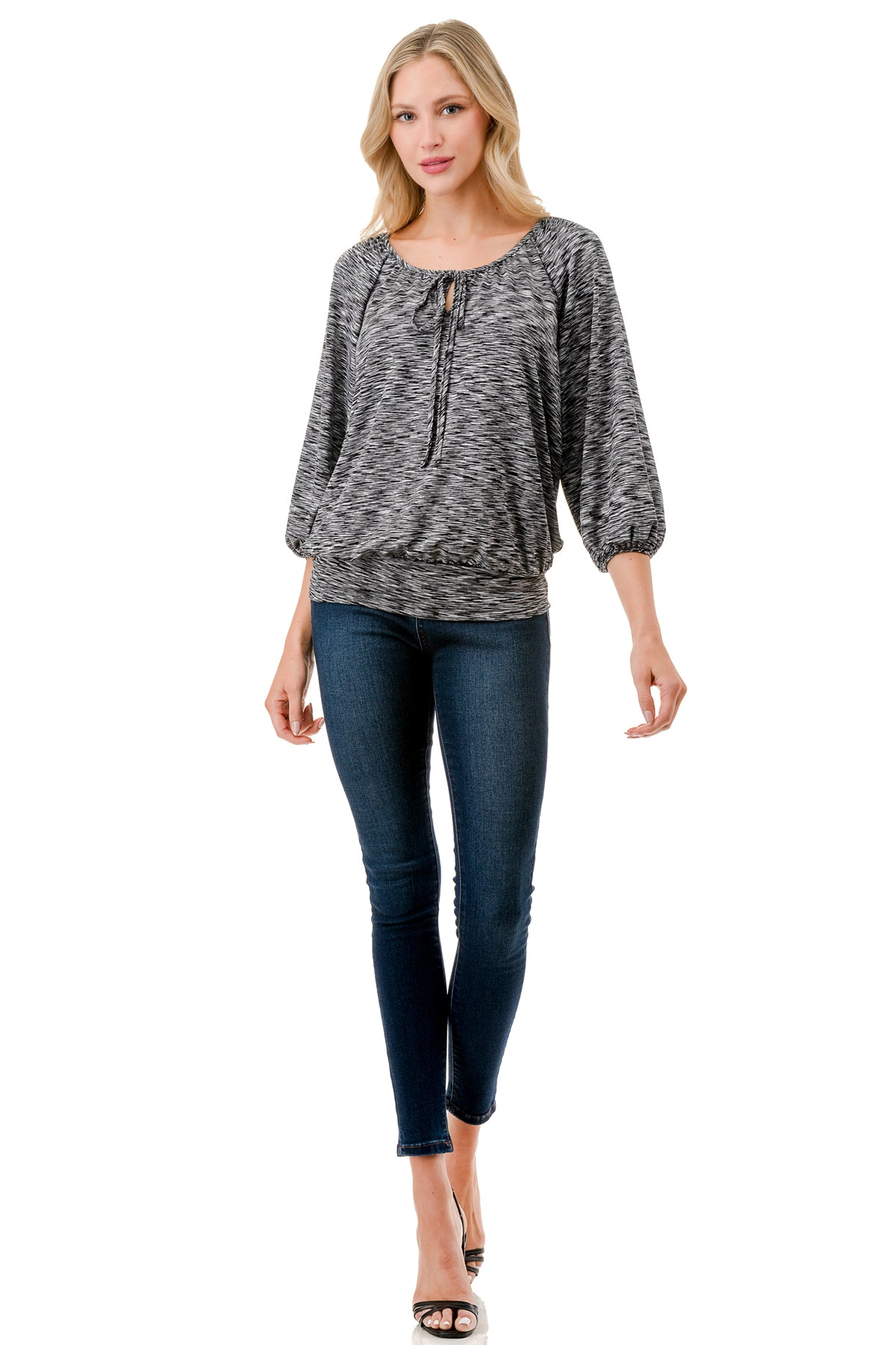 JOY ROUND NECK TOP (TWO TONE GREY)- VT3276