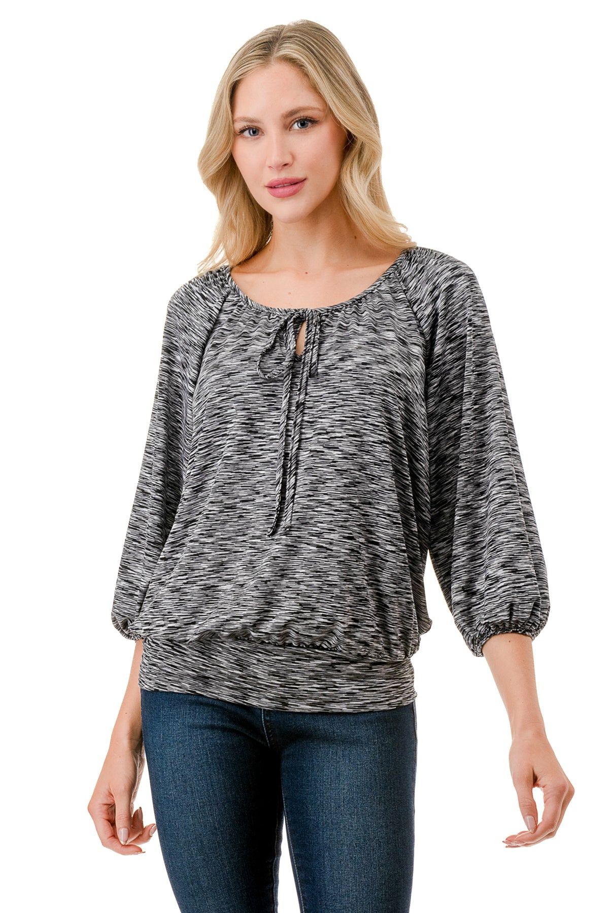 JOY ROUND NECK TOP (TWO TONE GREY)- VT3276
