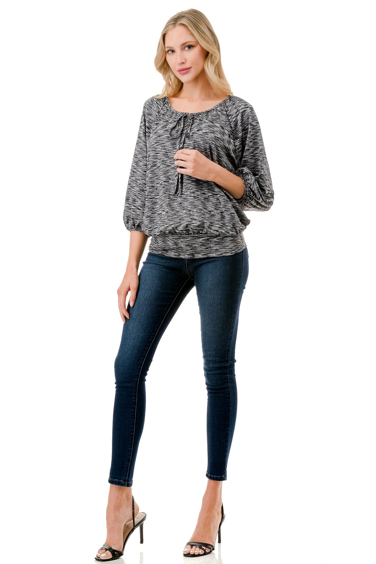 JOY ROUND NECK TOP (TWO TONE GREY)- VT3276