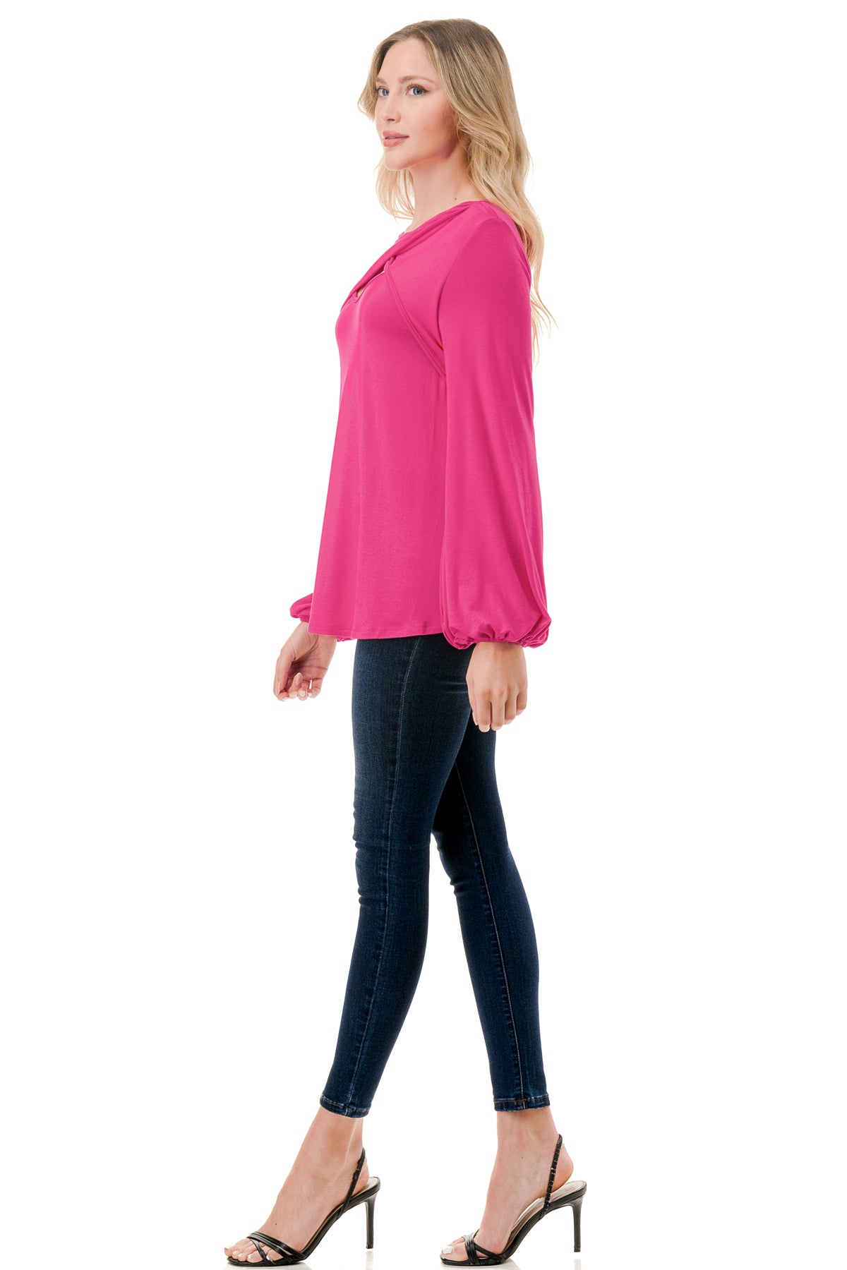 LOUISA FRONT  KEY HOLE TOP (HOT PINK)- VT3298