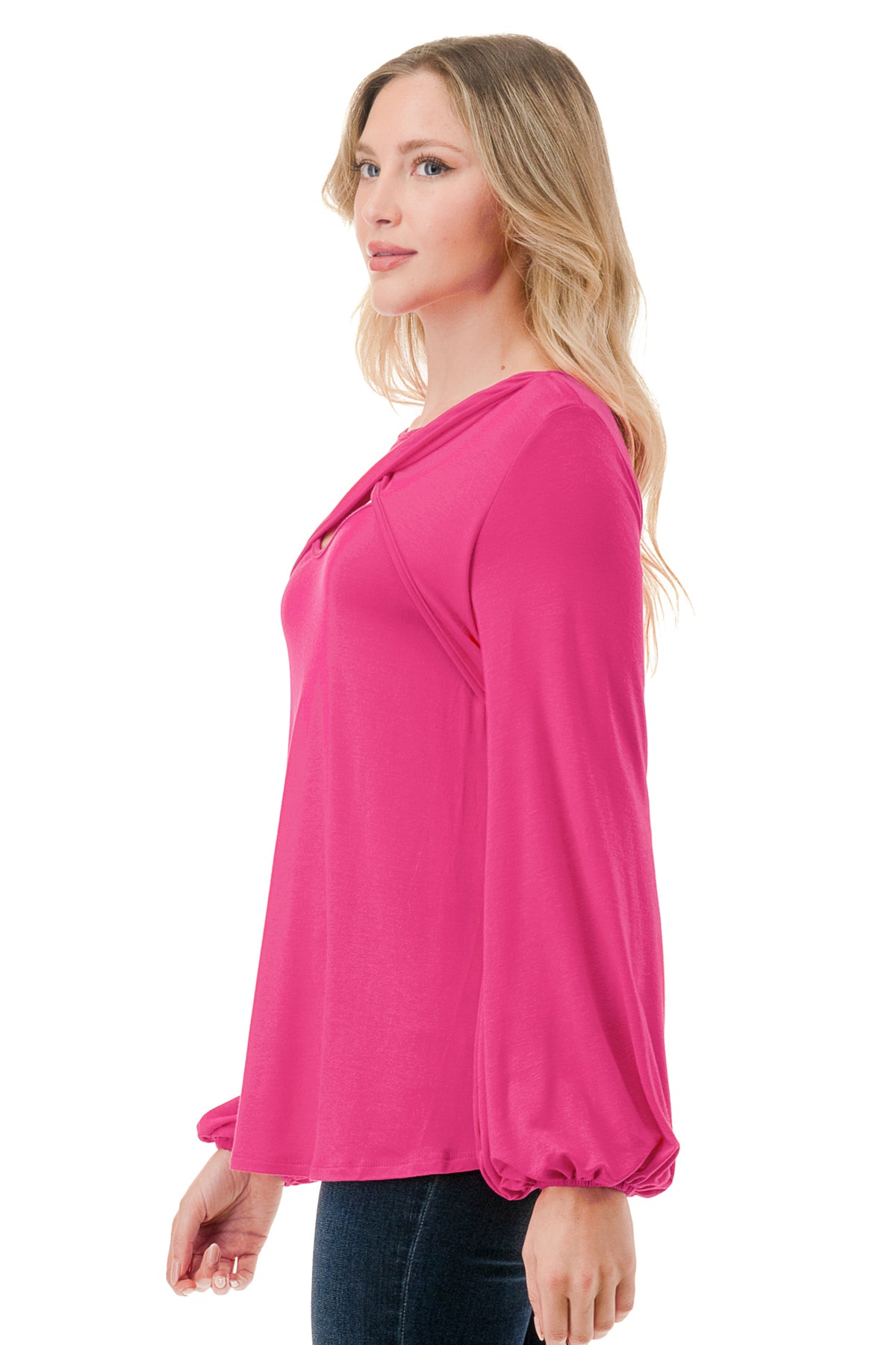 LOUISA FRONT  KEY HOLE TOP (HOT PINK)- VT3298