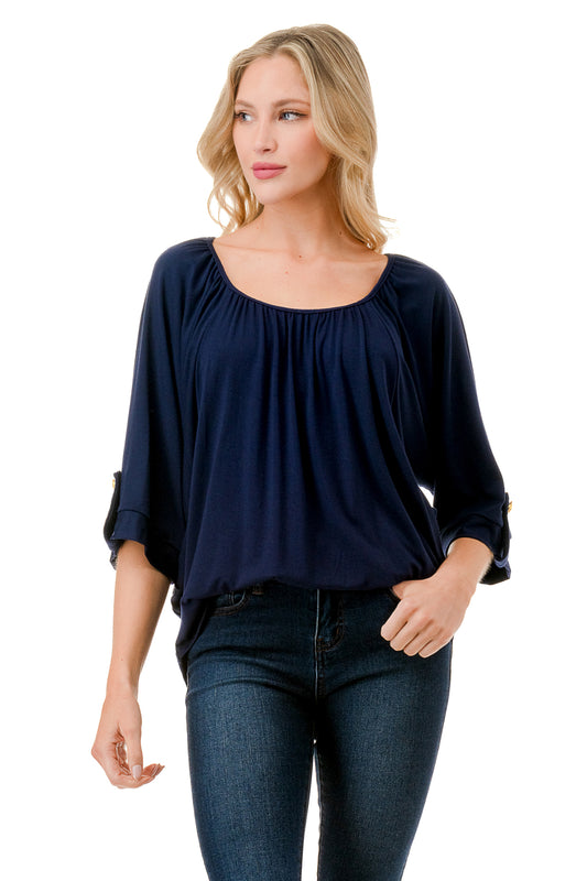 JOLIE BUTTON TOP (NAVY)- VT7268