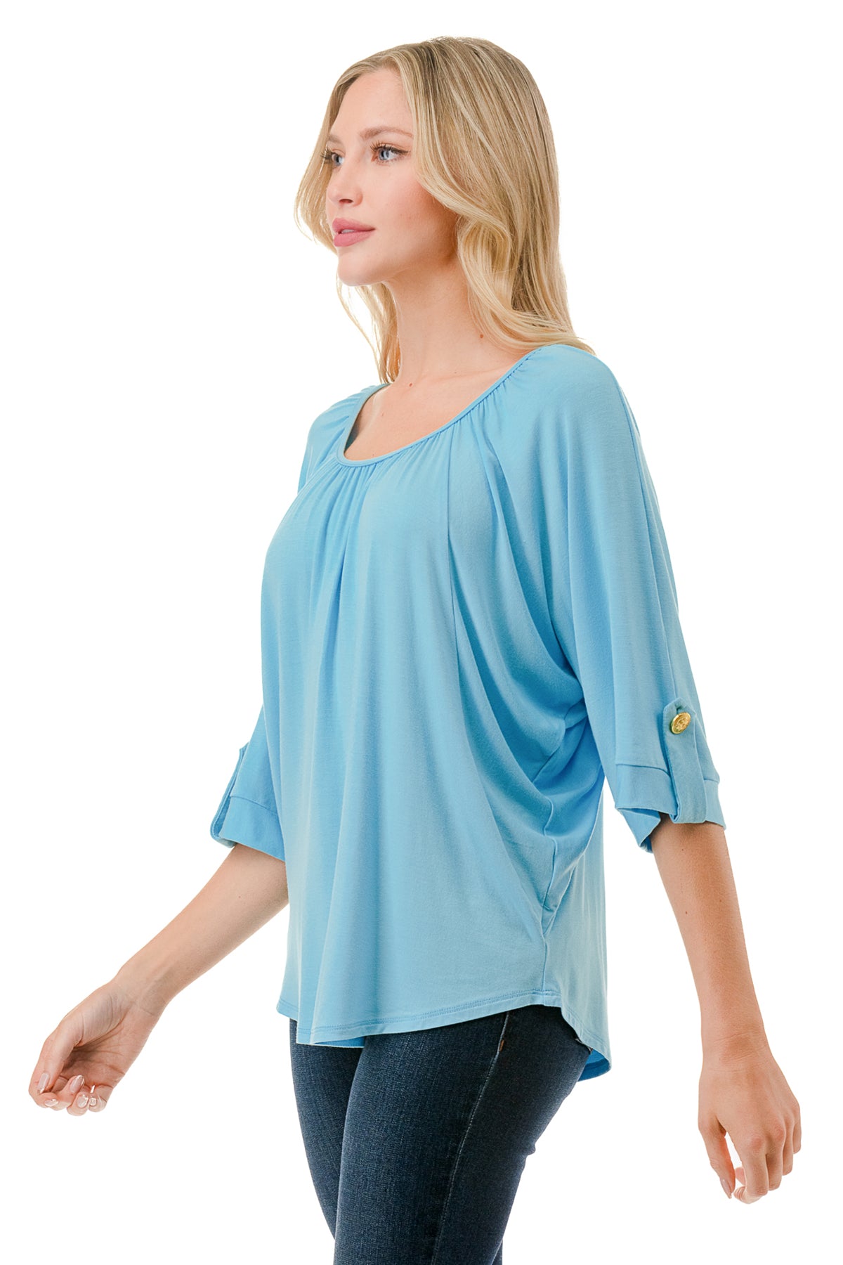 JOLIE BUTTON TOP (ELECTRIC BLUE)- VT7268
